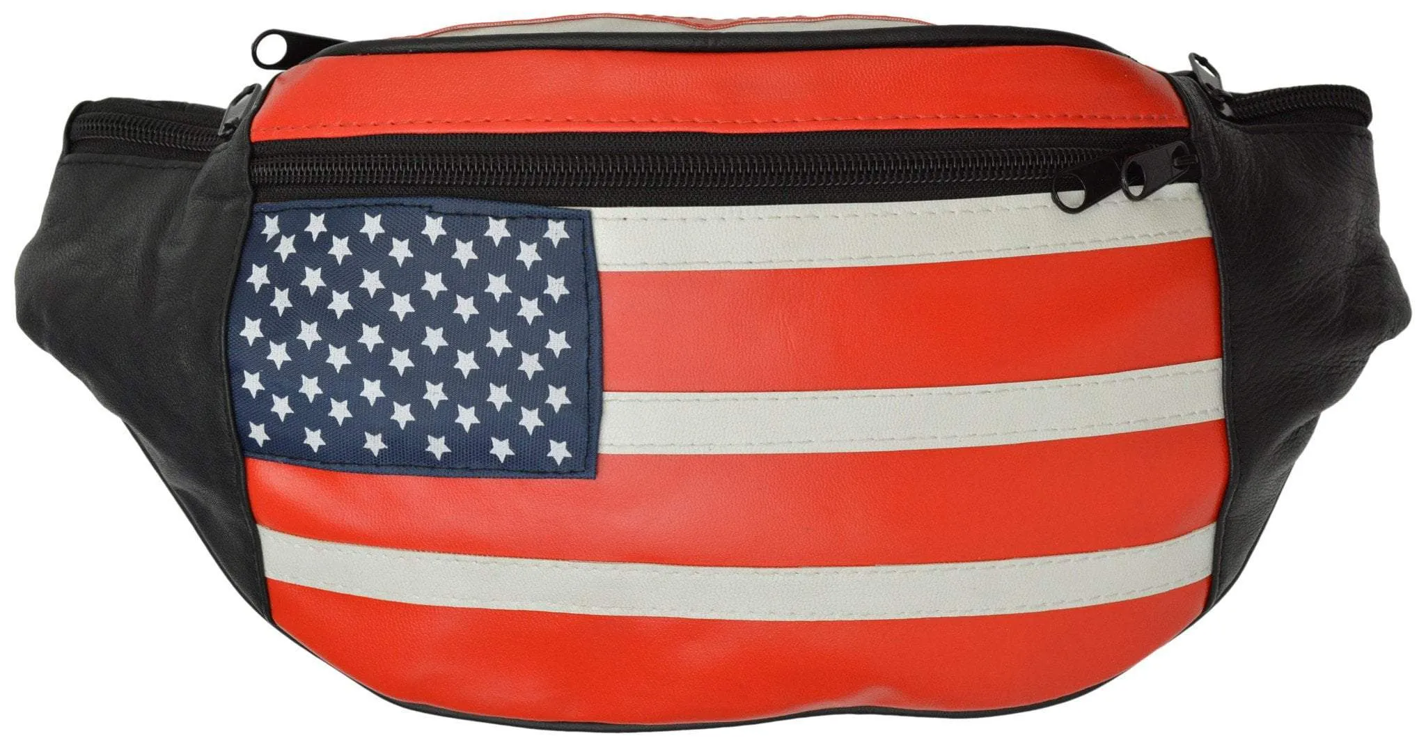 USA Flag Leather Waist Fanny Pack Belt Bag Pouch Travel Hip Purse Men Women 962 AL