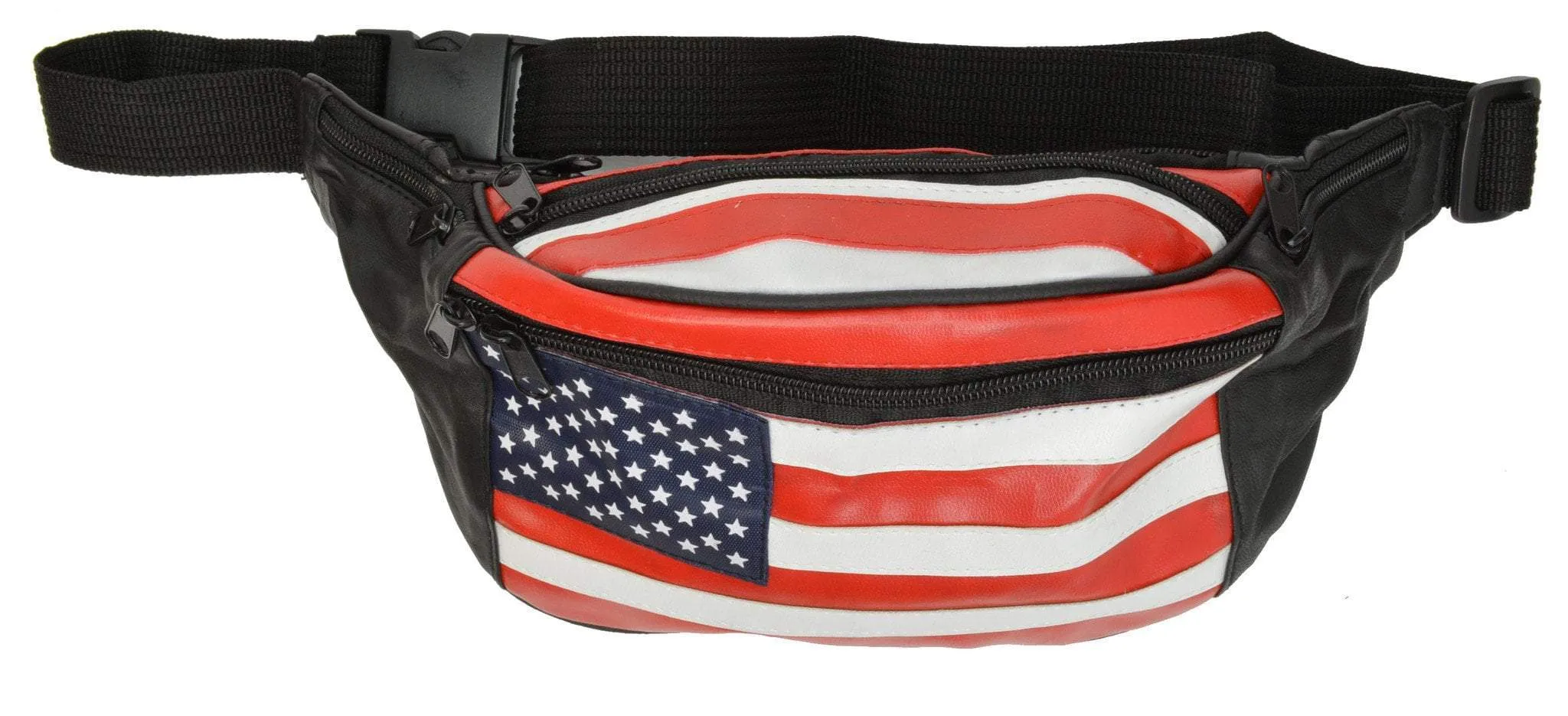 USA Flag Leather Waist Fanny Pack Belt Bag Pouch Travel Hip Purse Men Women 962 AL