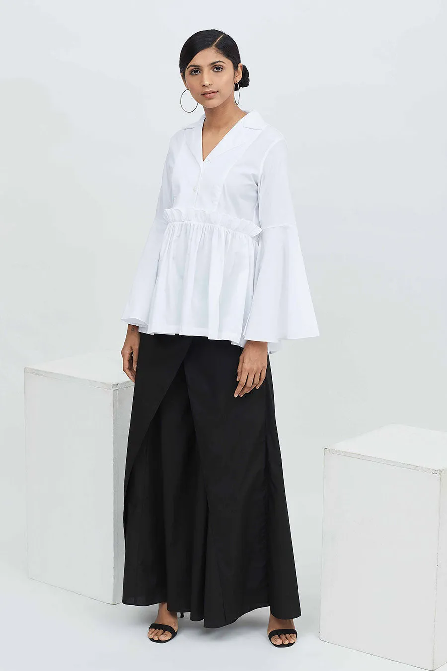 White Paper Bag Waist Shirt Top