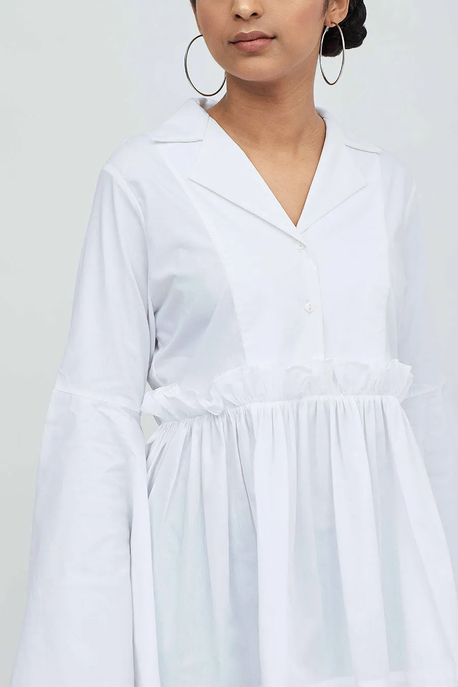 White Paper Bag Waist Shirt Top