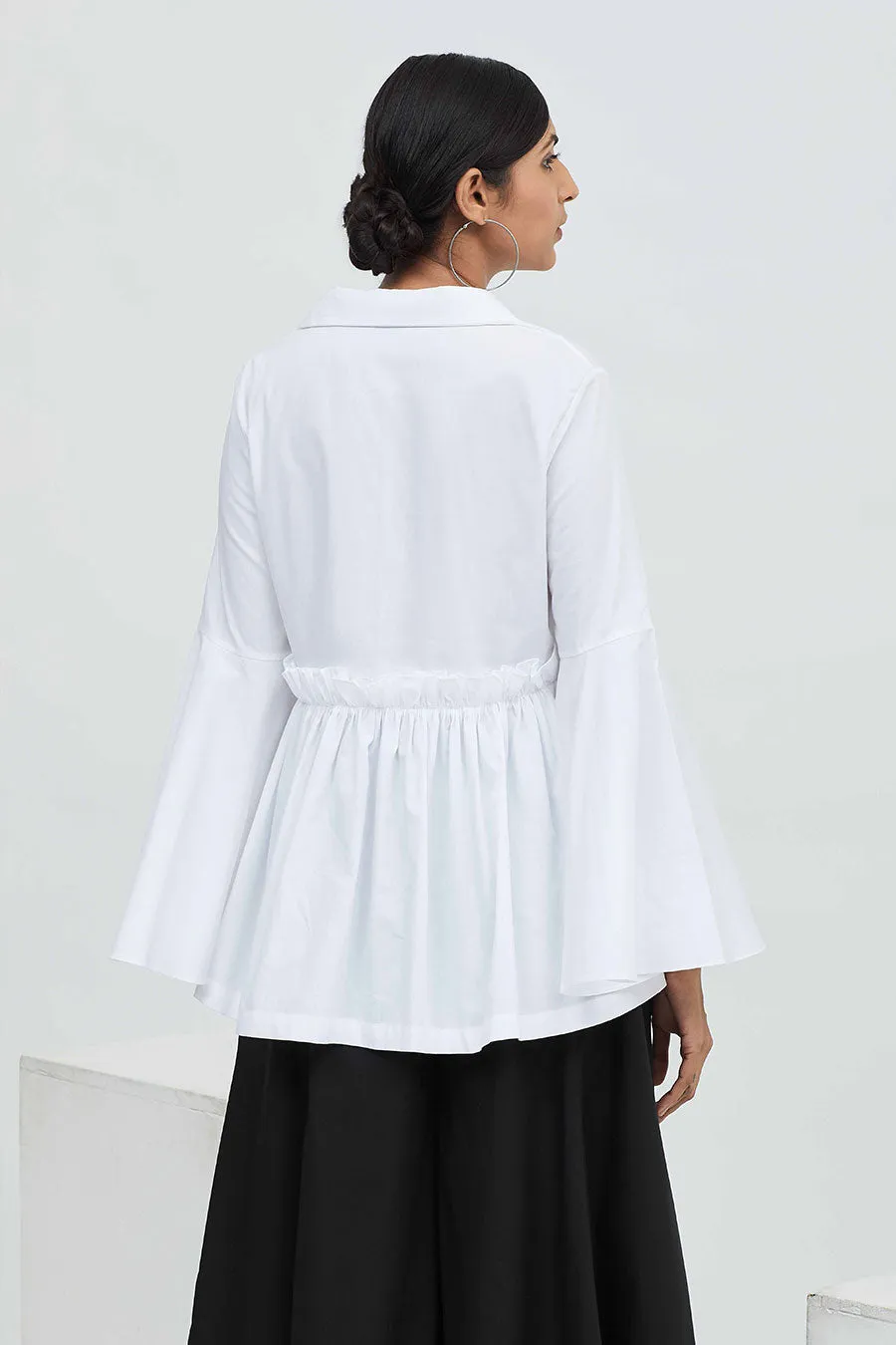 White Paper Bag Waist Shirt Top