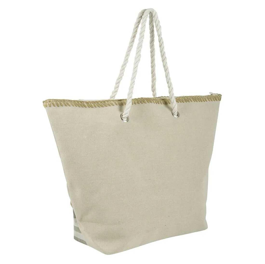 Womens Bottom Stripes Canvas Beach Shopping Shoulder Bag