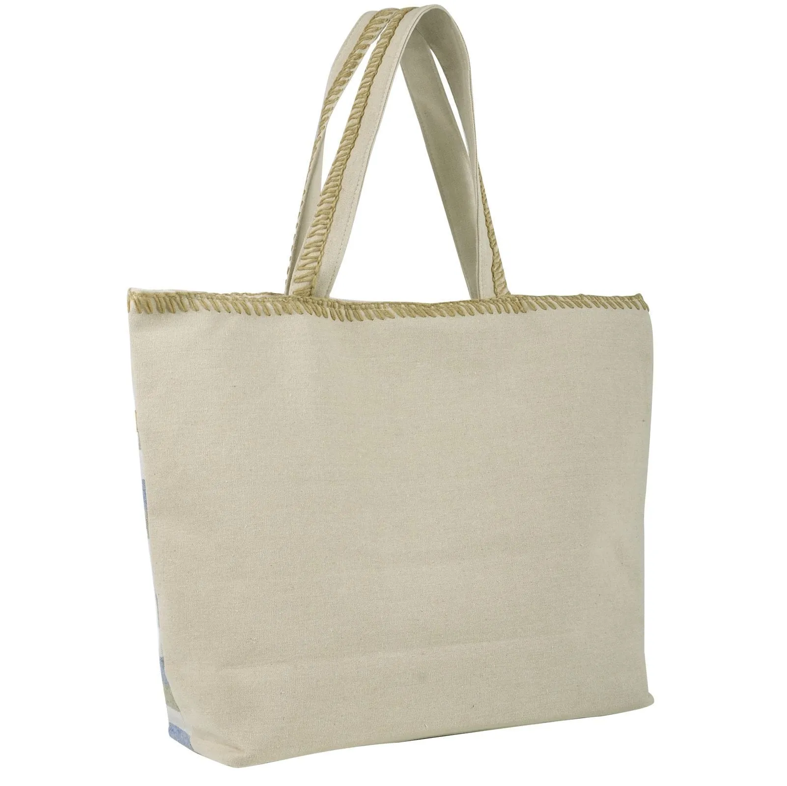 Womens Narrow Stripes Canvas Beach Shopping Shoulder Bag