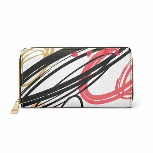 Wristlet Phone Wallet, White Multicolor Abstract Circular Style Purse