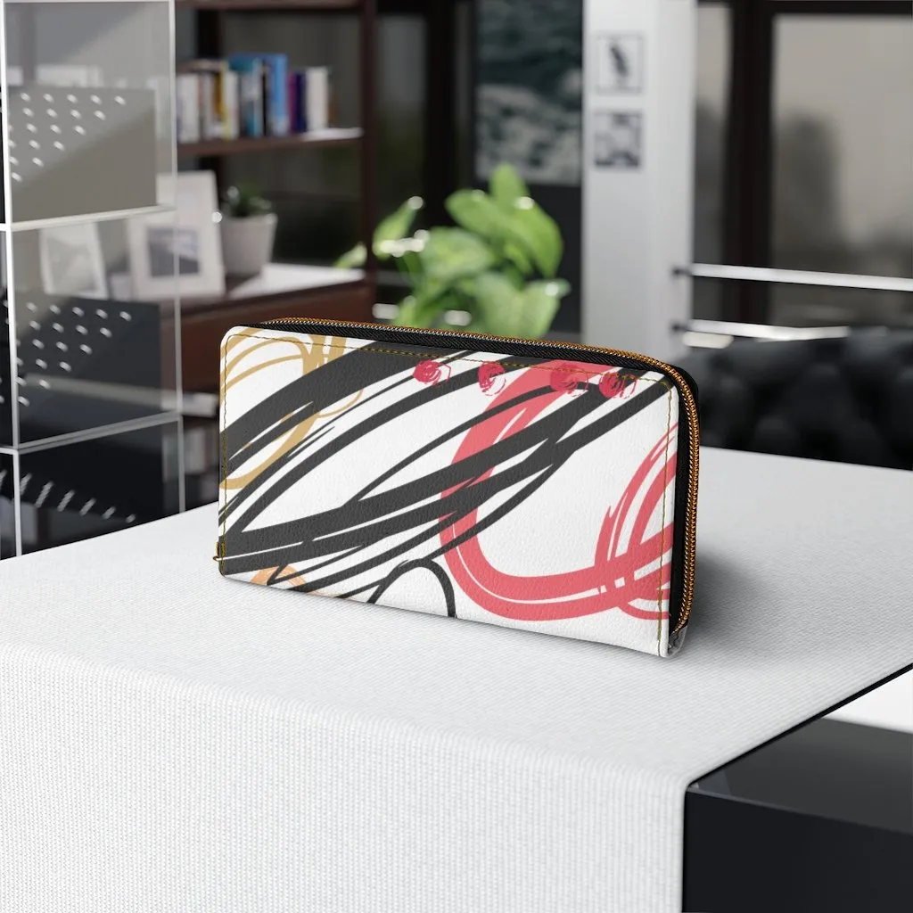 Wristlet Phone Wallet, White Multicolor Abstract Circular Style Purse