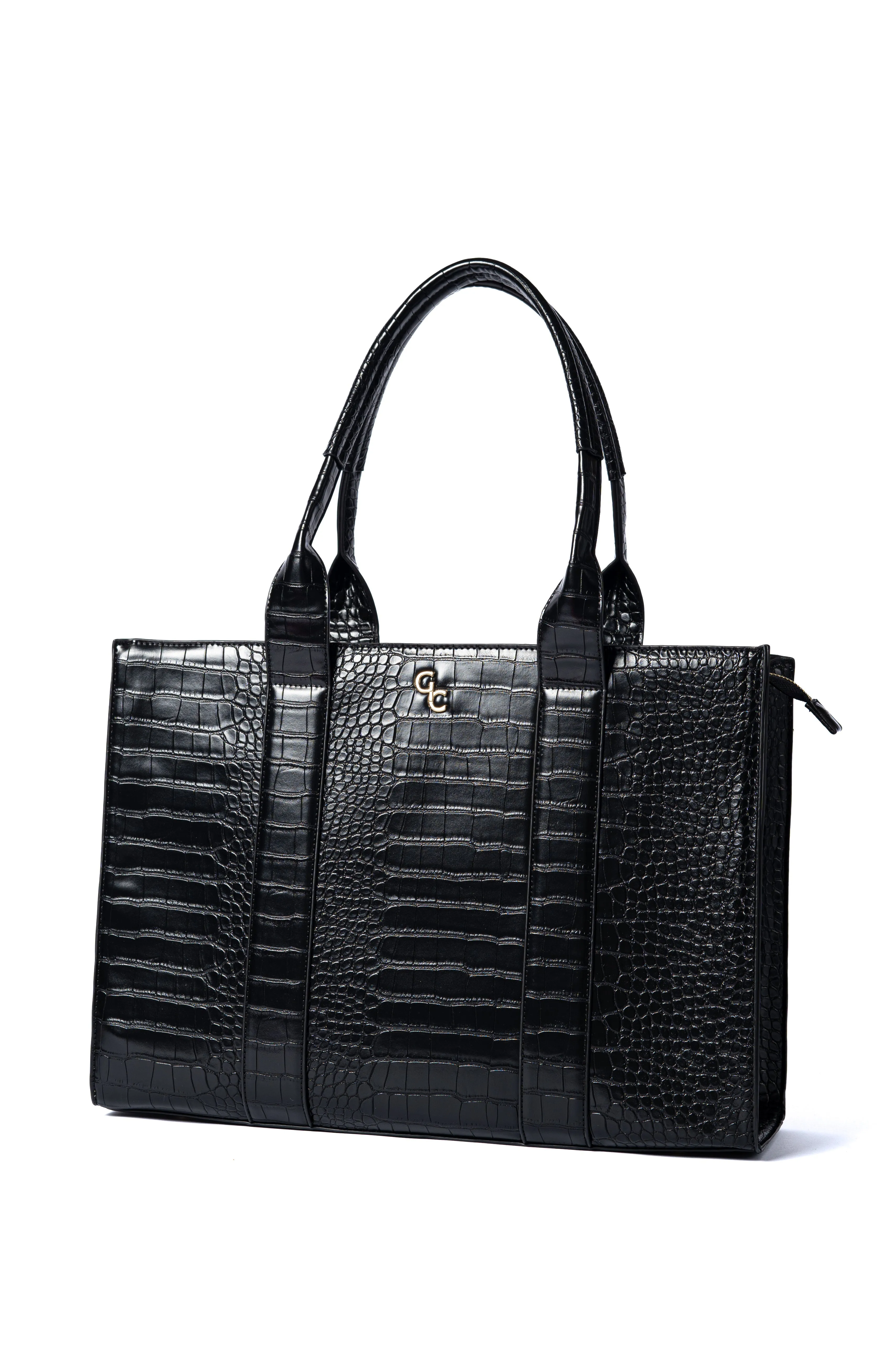 XL Tote Black Croc Detail