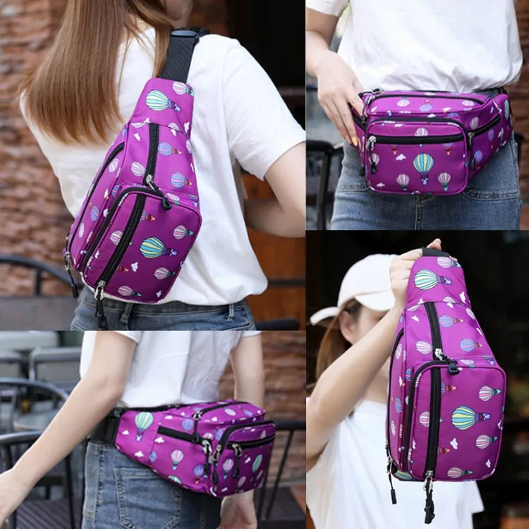 Y051 Women Summer Crossbody Waist Bag Large Capacity Cell Phone Bag(Flower Gray)