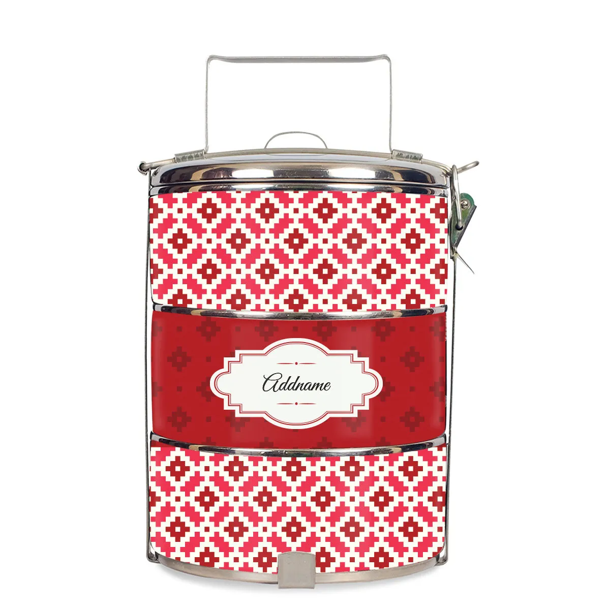 Zellige Moroccan & Mosaic Series 3-Tier Standard Medium 14cm Tiffin Carrier [FREE Custom Add Name]